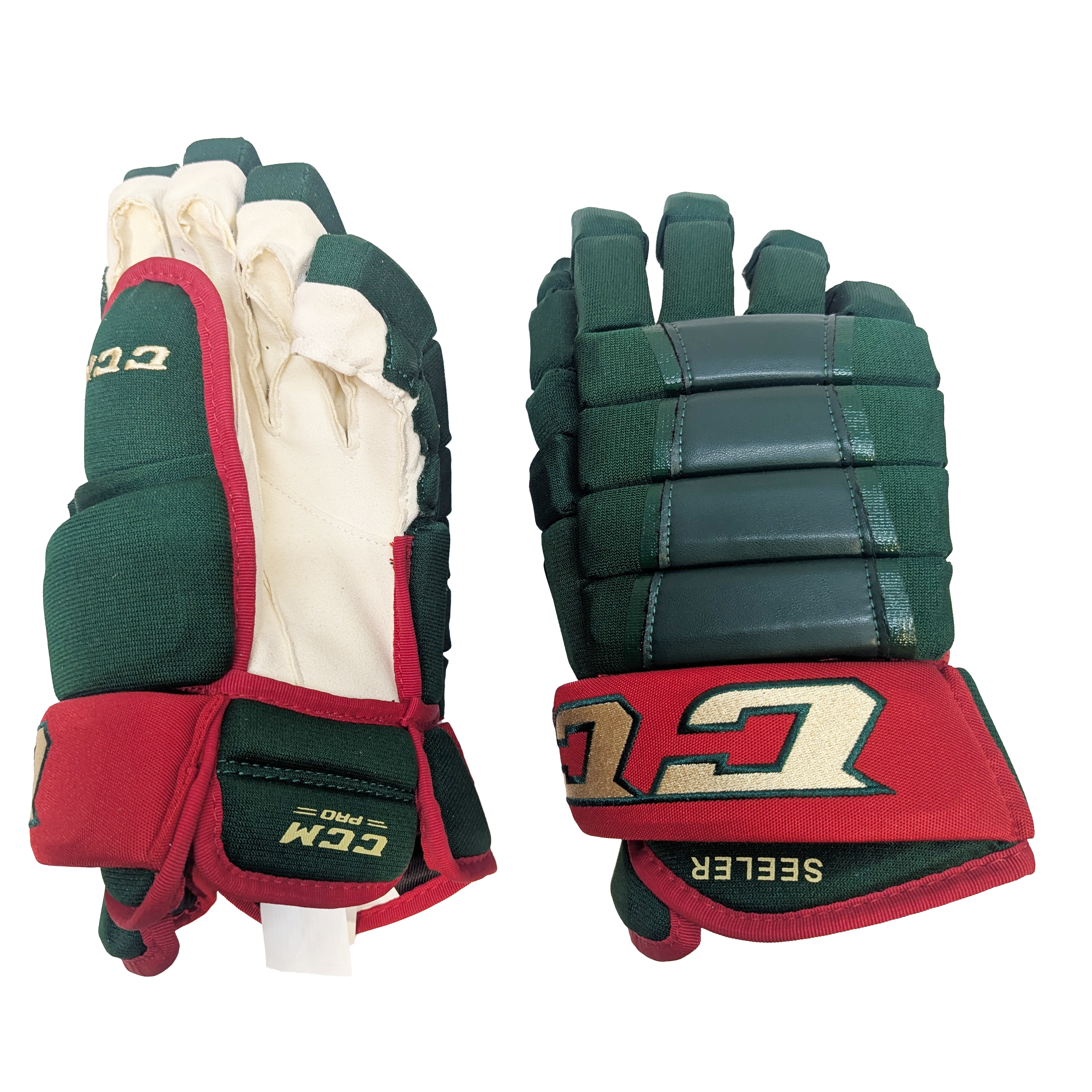 CCM HG97 - Gant NHL Pro Stock - Nick Seeler (Vert/Rouge/Or)